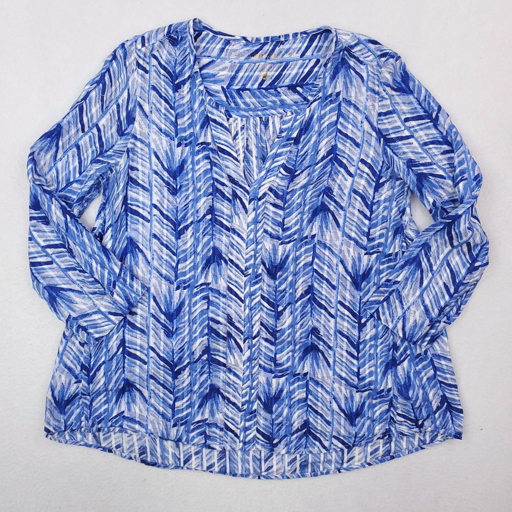 Lilly Pulitzer Nalani Tunic Womens XXS Lapis Blue Costa Verde Gauze Tropical Top